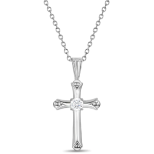 Sterling Silver clear cubic zirconia childs cross pendant