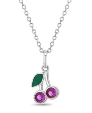 Sterling Silver glittering cherry necklace for girls