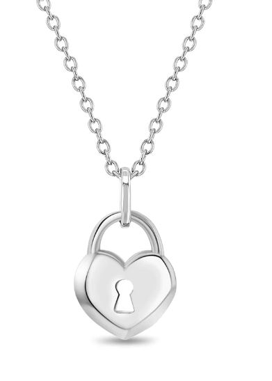 SS .jpg Sterling Silver locked heart childs heart pendant