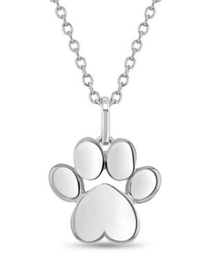 Sterling Silver rhodium plated my best friend paw print necklace on adjustable chain