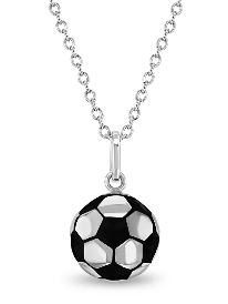 Sterling Silver Childs enamel soccer ball pendant on adjustable chain