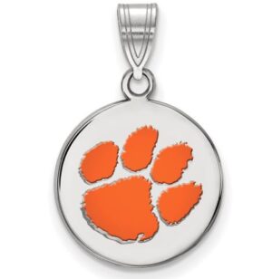 Sterling Silver orange paw print disc charm