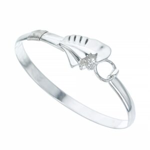 Sterling Silver conch shell 4mm bangle hook bracelet