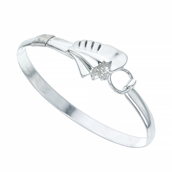 SS M .jpg Sterling Silver conch shell 4mm bangle hook bracelet