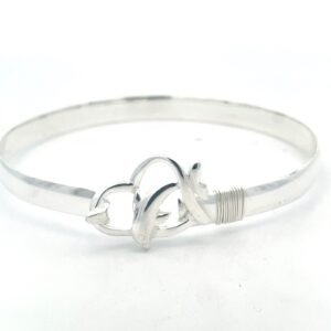 Sterling Silver dolphin and heart 6mm hook bracelet