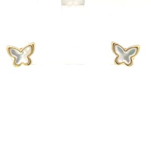 Sterling Silver gold plated mother of pearl butterfly stud earrings
