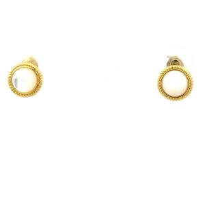 Sterling Silver gold plated mother of pearl halo style earring