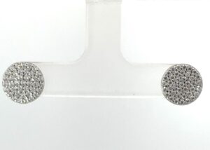 Sterling Silver pave cz circle disc earring with friction backs