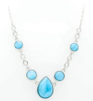 Sterling Silver genuine larimar infinity pendant