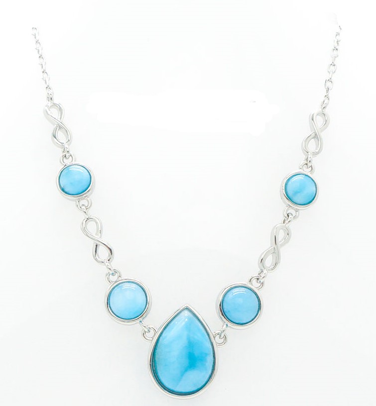 SSN LR TD .jpg Sterling Silver genuine larimar infinity pendant