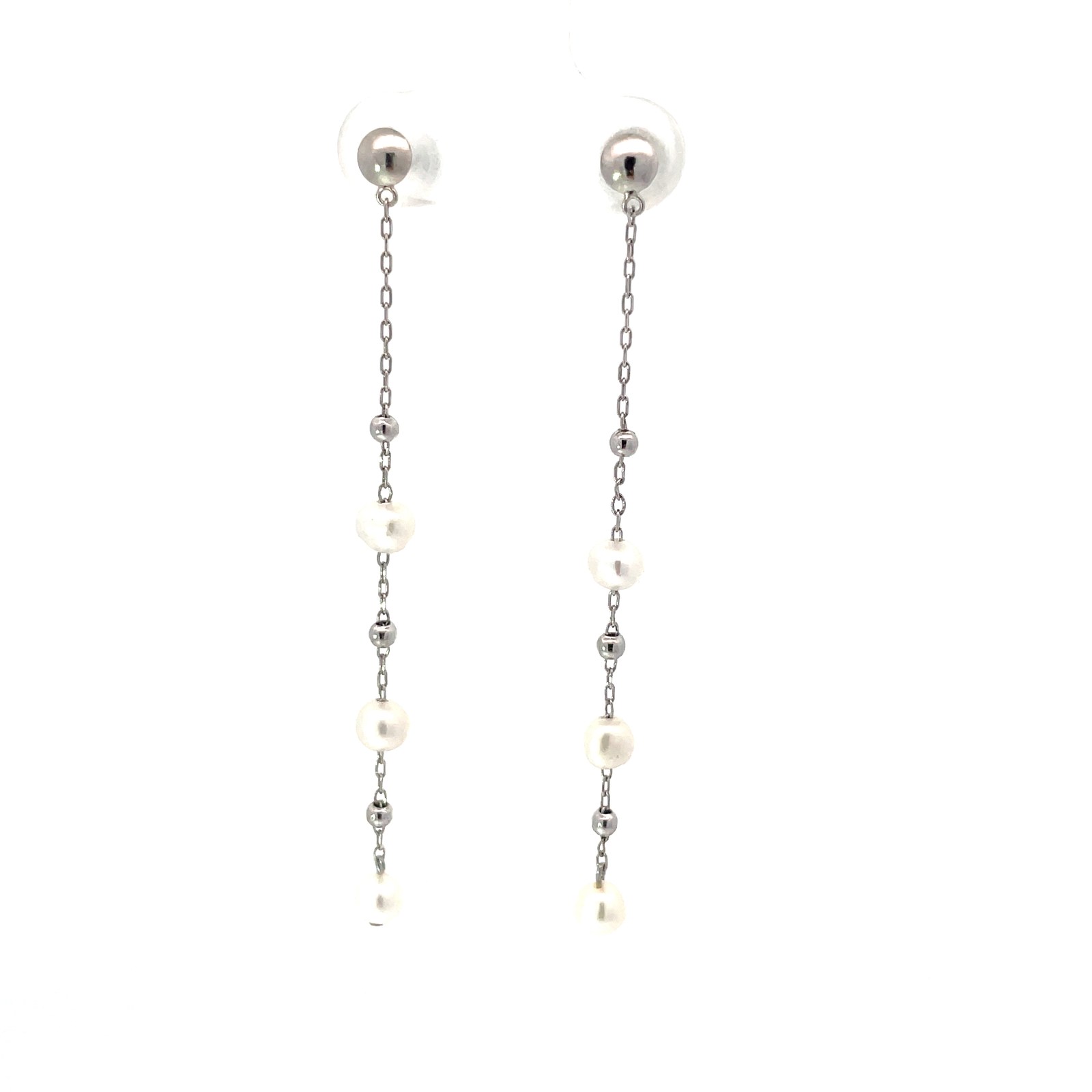 SSPE P .jpg Sterling Silver fresh water pearl and bead drop dangle earring