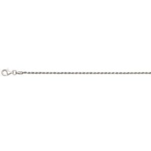 Sterling Silver diamod cut solid 1.4mm rope chain anklet rhod plated 11"