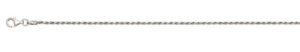 Sterling Silver rhod plated 1.4mm diamond cut solid rope chain 22" with claw catch closure