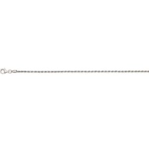 Sterling Silver diamond cut 1.8mm solid rope chain with claw catch 18" rhod plated