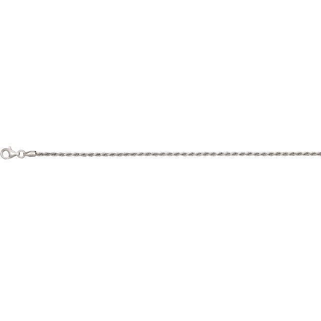SSR .jpg Sterling Silver diamond cut 1.8mm solid rope chain with claw catch 18" rhod plated