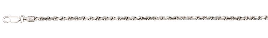 Sterling Silver solid diamond cut rope chian 2.7mm rhod plated 24"