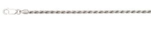 Sterling Silver 3.2mm solid diamond cut rope chain rhod plated 20"