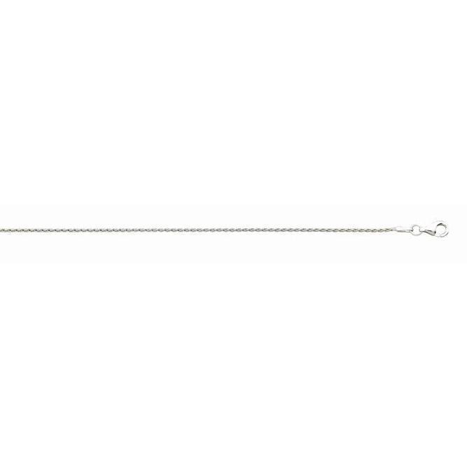 Sterling Silver diamond cut 1.2mm wheat chain with claw catch closure rhod plated 18"