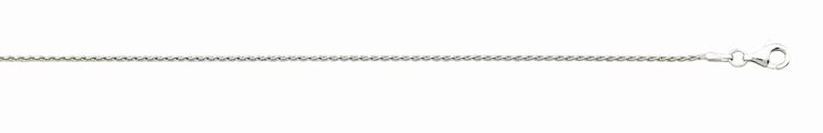 Sterling Silver 1.2mm diamond cut wheat chain with claw catch closure rhod plated 20"