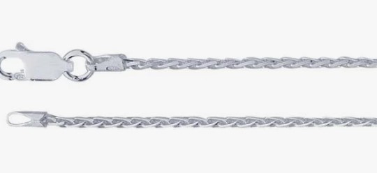 Sterling Silver 1.2mm diamond cut round wheat chain with claw catch rhod plated 22"