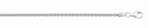 Sterling Silver 2.57mm diamond cut wheat chain with claw catch closure rhod plated 24"