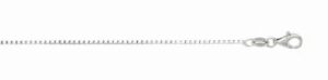 sterling silver 20" box chain 1.25mm rhodium plated with claw catch closure