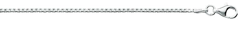 Sterling Silver rhod plated 1.5mm box chain with claw catch closure 16"