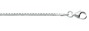 sterling silver 1.50mm box chain rhodium plated with claw catch 20"
