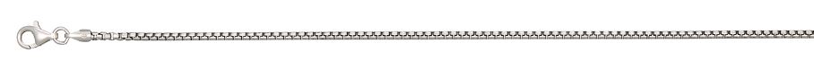 Sterling Silver rhodium plated 1.8mm solid round box chain 22" with claw catch closure