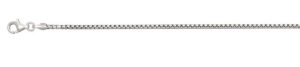 Sterling Silver 1.80mm solid round box chain with claw catch rhodium plated 24"