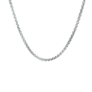 Sterling Silver 2.55mm solid round box chain 18" rhodium plated