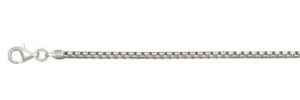 Sterling Silver rhodium plated 2.55mm solid round box chain with claw catch closure 20"