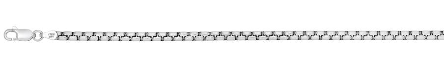 Sterling Silver rhodium plated 3.7mm solid round box chain 20"