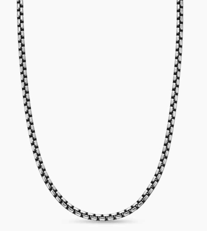 SSR Sterling Silver solid 3.7mm round box chain with claw catch closure 24"