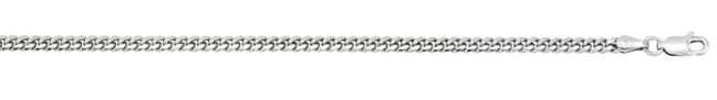 Sterling Silver solid 3.5mm miami curb link chain with claw catch closure rhod plated 20"