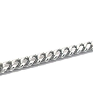 Sterling Silver solid miami curb link bracelet with claw catch rhod plated 9"