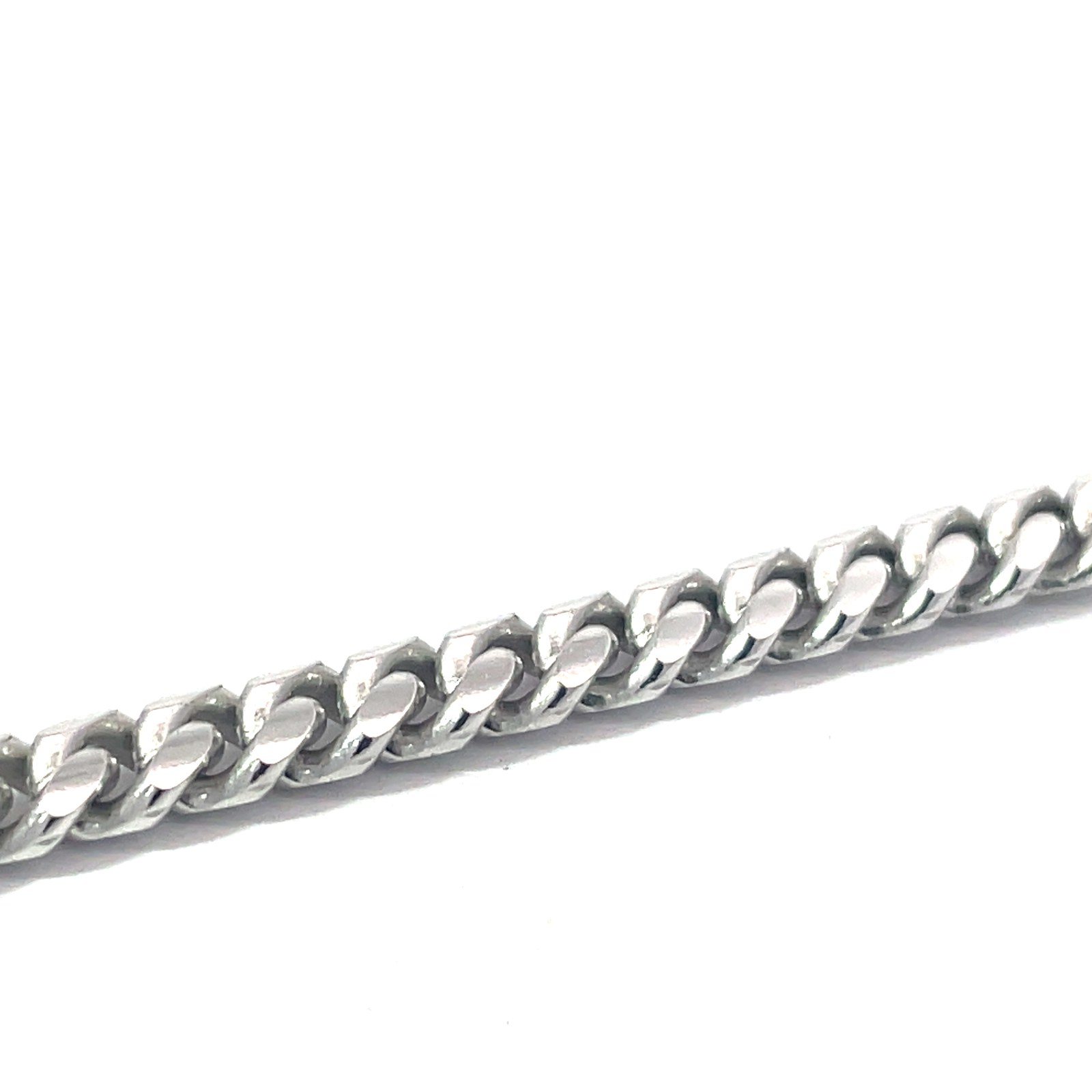 Sterling Silver solid miami curb link bracelet with claw catch rhod plated 9"