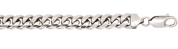 Sterling Silver rhodium plated 7.00mm Miami cuban link bracelet 9" long with claw catch closure