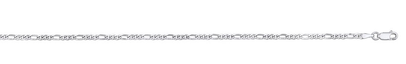 SSR .jpg Sterilng Silver rhodium plated 2.6mm figaro link bracelet with claw catch closure 7" long