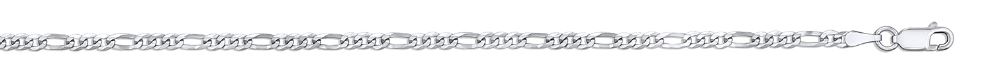Sterling Silver rhodium plated 2.60mm figaro link chain 24"