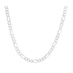 Sterling Silver rhodium plated 3.2mm figaro link chain 18"
