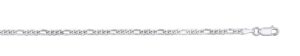 Sterling Silver rhodium plated 4.40mm solid figaro link bracelet 8"