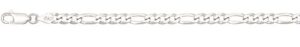 Sterling silver 5.4mm shiny figaro link chain rhod plated 20"