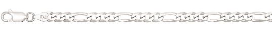 Sterling Silver 5.4mm shiny figaro link chain rhod plated 22"