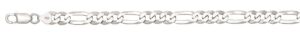 Sterling Silver rhodium plated 7.3mm figaro link bracelet 9"