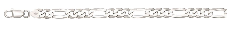 SSR .jpg Sterling Silver rhodium plated 7.3mm figaro link bracelet 9"