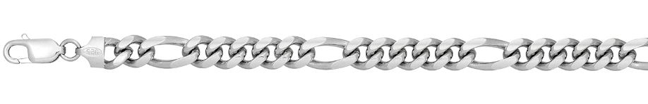 Sterling Silver 8.4mm rhodium plated miami figaro link bracelet 9"