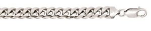 Sterling Silver rhodium plated 4.6mm marine link ankle bracelet with claw catch closure 10"