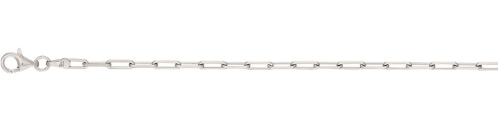 Sterling Silver rhodium plated 2.5mm paperclip chain with claw catch closure 8"