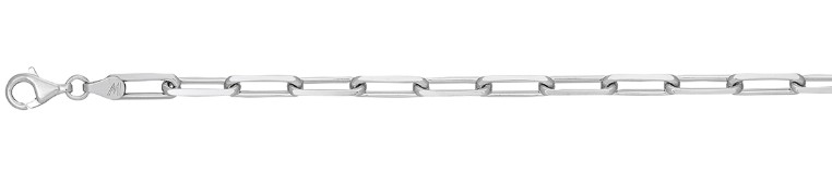 Sterling Silver rhodium plated 4.5mm solid paperclip chain with claw catch closure 30"